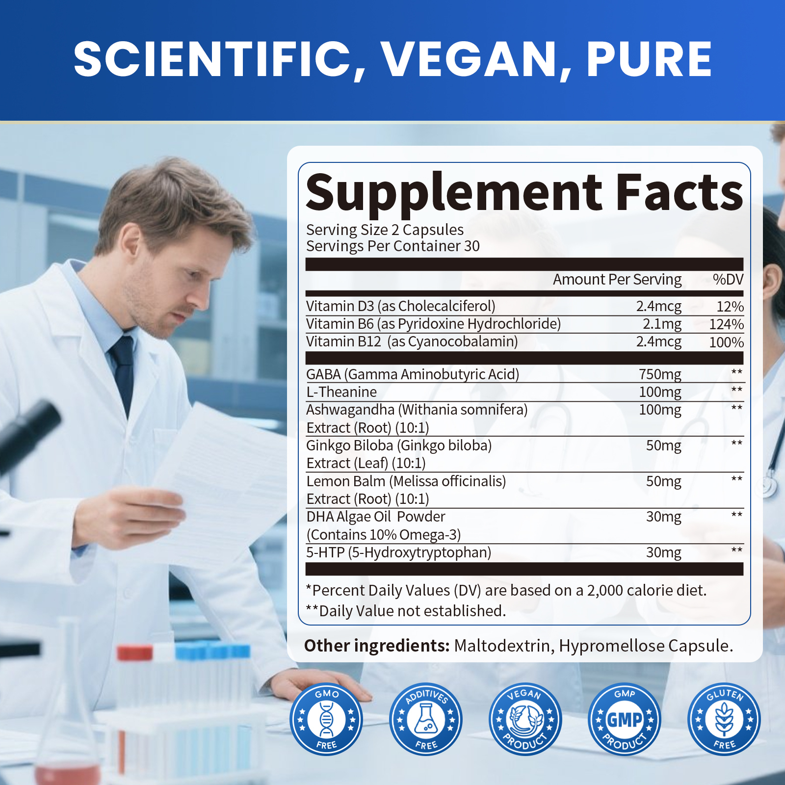 Micro Ingredients, 5 HTP + Gaba, L-Theanine, Vitamin B6, 240 Softs
