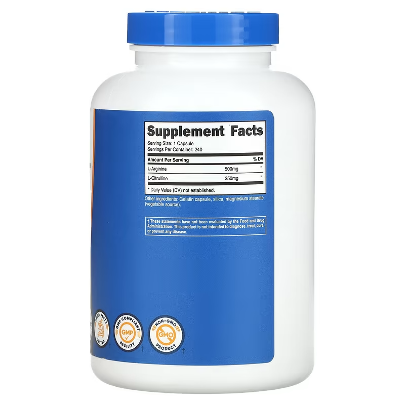Nutricost, L-Arginine + L-Citrulline, 240 Caps