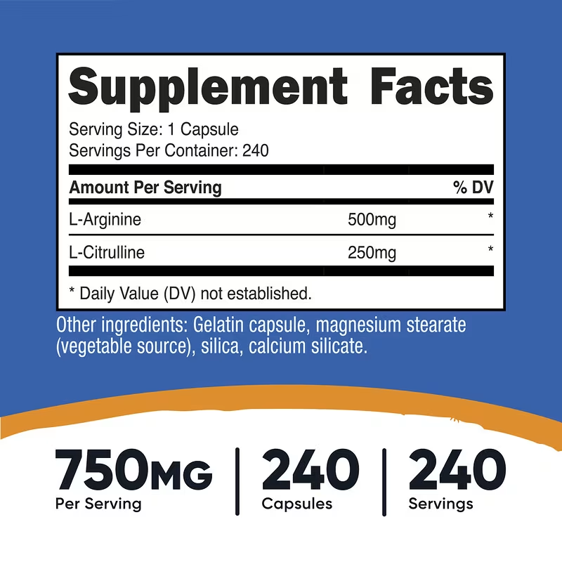 Nutricost, L-Arginine + L-Citrulline, 240 Caps
