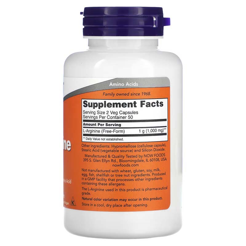 NOW Foods L-Arginine Supplement, 500 mg, 100 Veg Caps