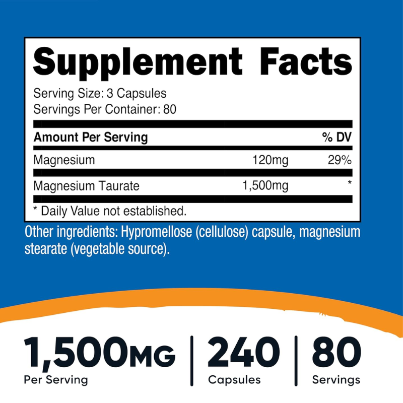 Nutricost, Magnesium Taurate, 240 Capsules