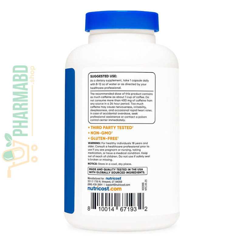 Nutricost Caffeine with L-Theanine Supplement, 240 Capsules