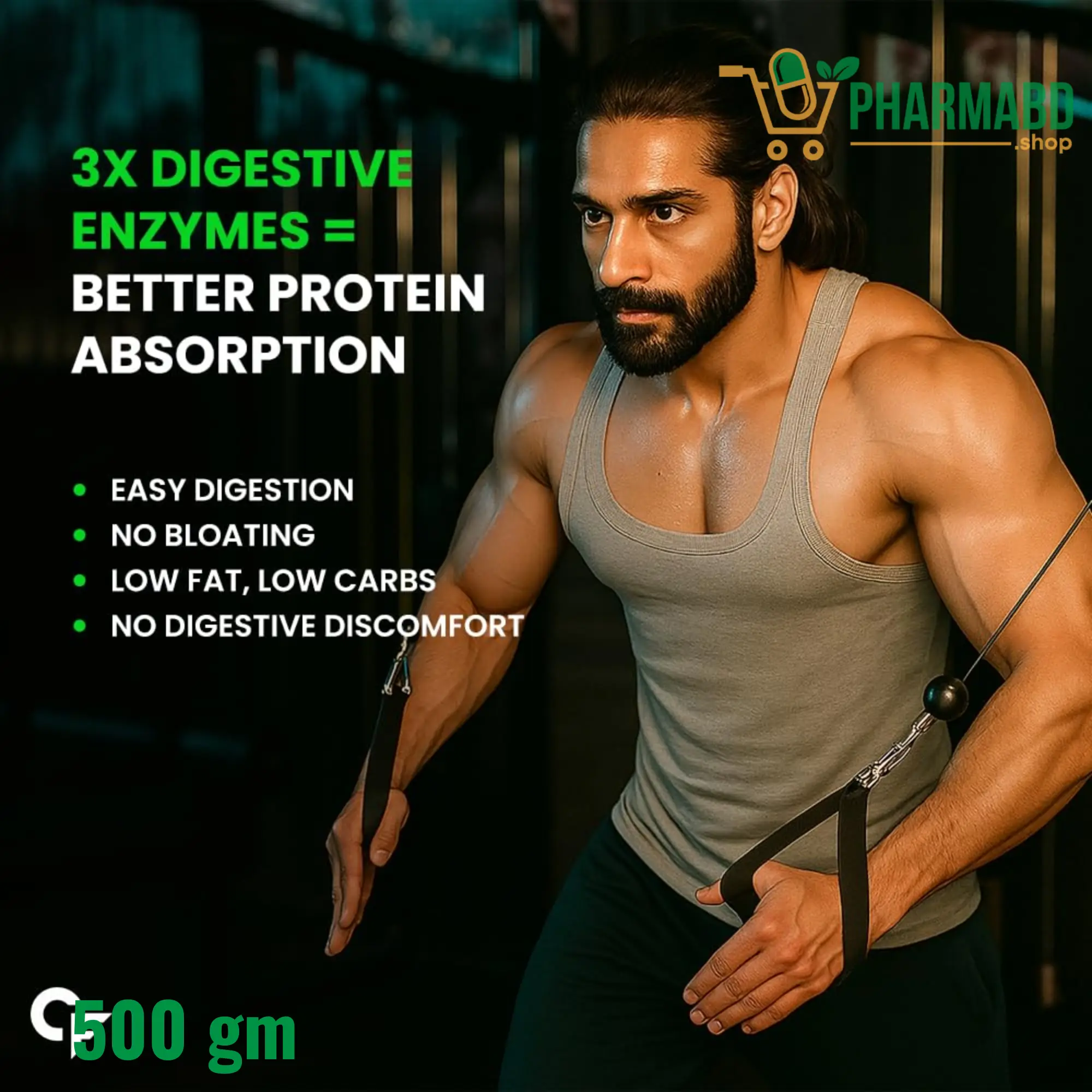 Carbamide Forte Pea Protein Isolate Powder 500 grams With 4.8G BCAA