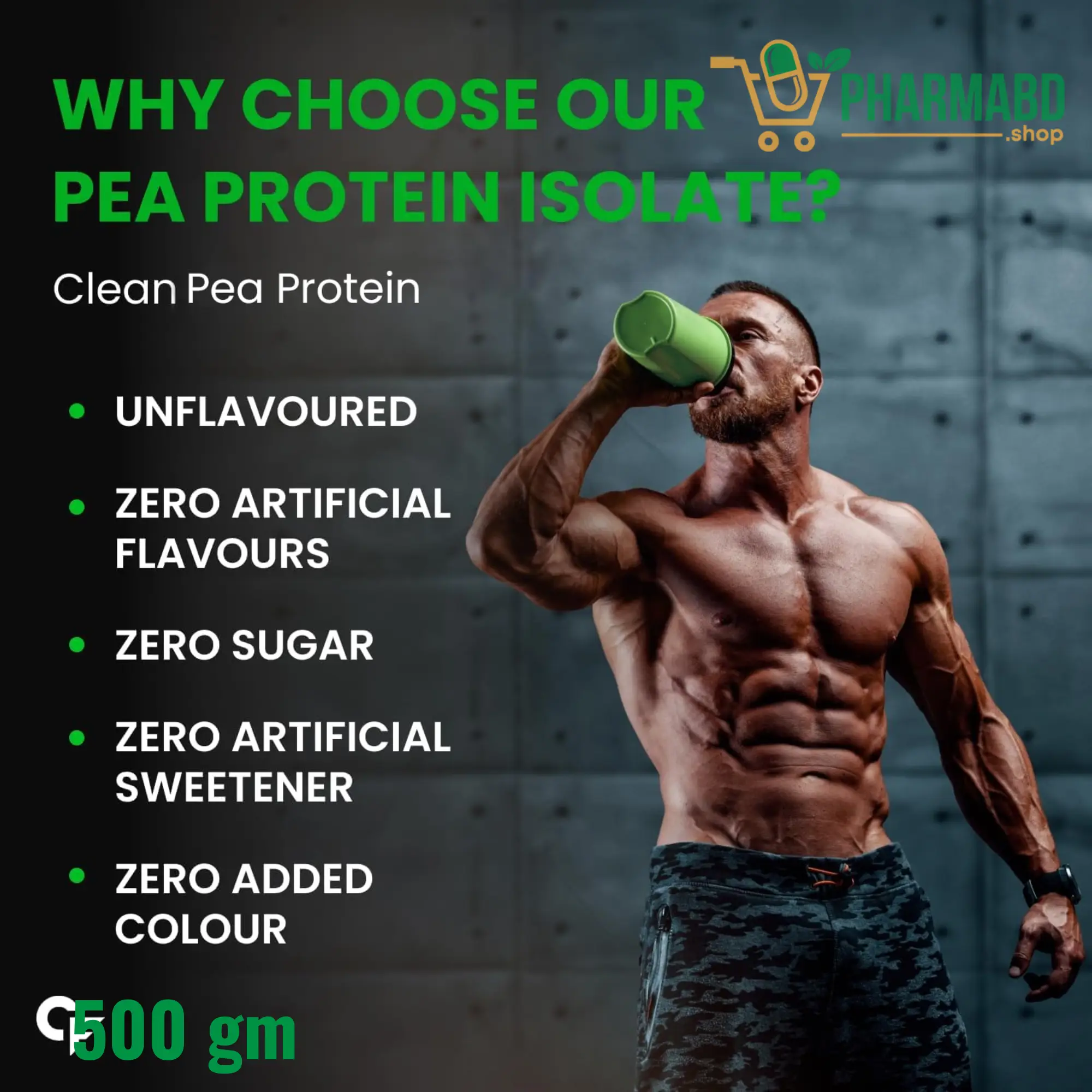 Carbamide Forte Pea Protein Isolate Powder 500 grams With 4.8G BCAA