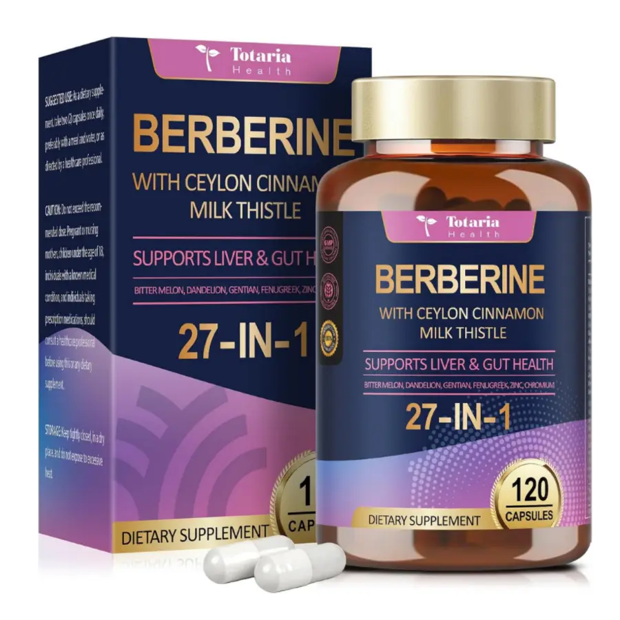 Totaria Health Berberine Supplement with Ceylon Cinnamon, Milk Thistle 120 Caps