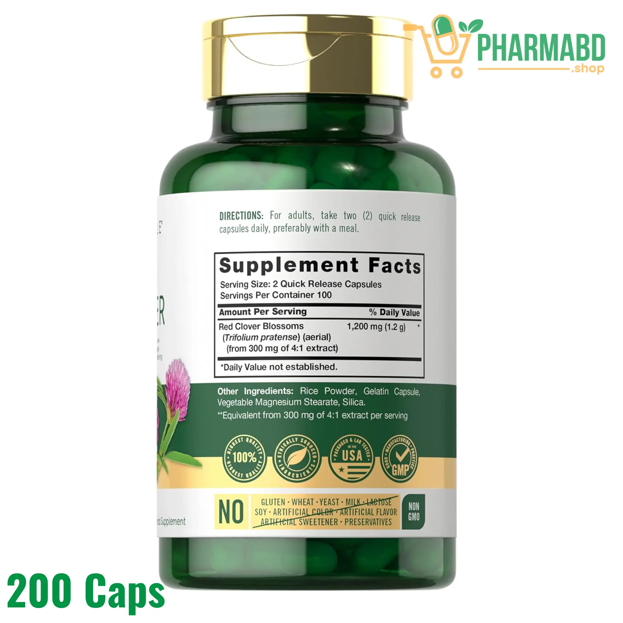 Carlyle Red Clover Supplement Trifolium Pratense 200 Capsules