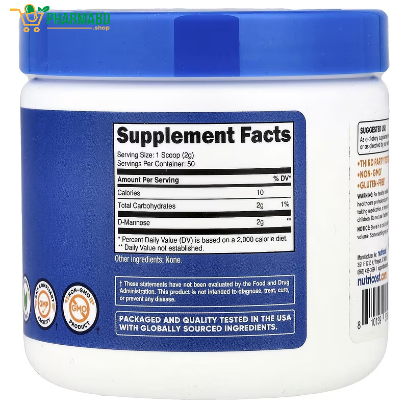 Nutricost D-Mannose Supplement, Unflavored , 3.6 oz, 100 grams