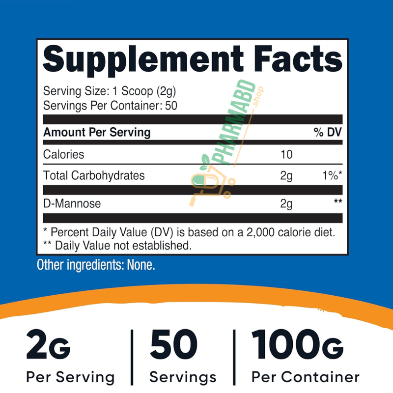 Nutricost D-Mannose Supplement, Unflavored , 3.6 oz, 100 grams