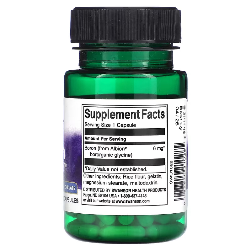 Swanson Albion® Boron Supplement, 6 mg, 60 Vegan Capsules