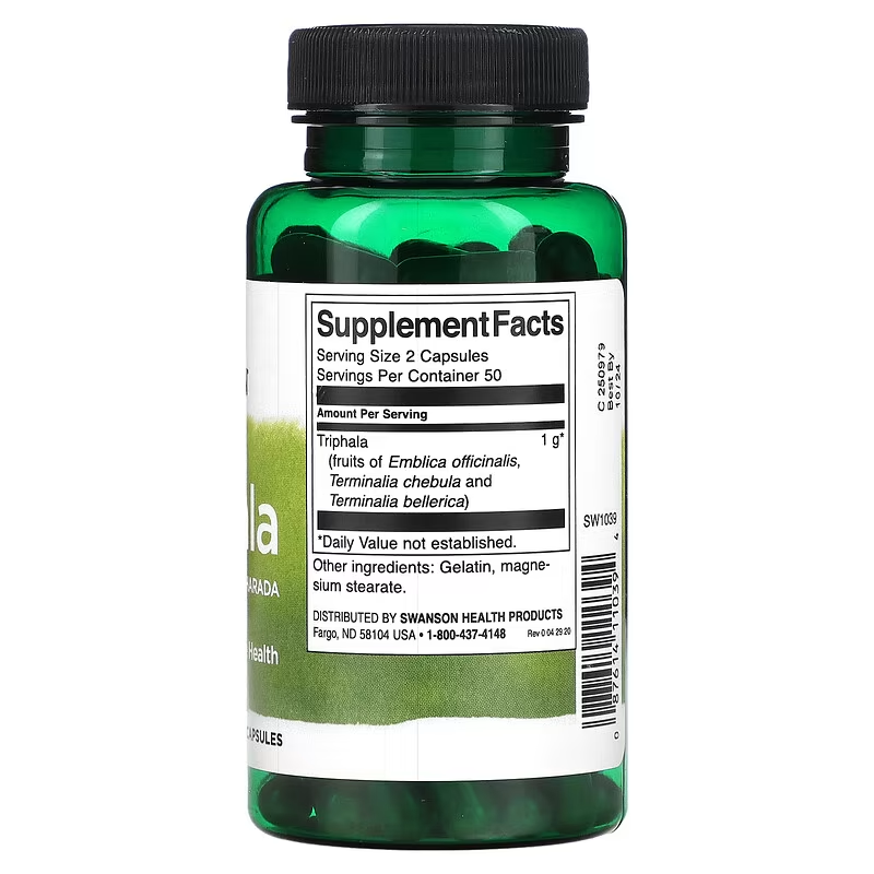 Swanson Triphala with Amla, Behada & Harada, 500 mg, 100 Capsules
