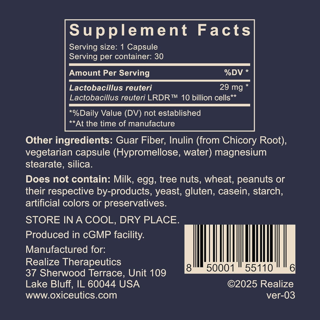 MyReuteri™ 10 Billion CFU Probiotic  L. reuteri 30 Veg Caps