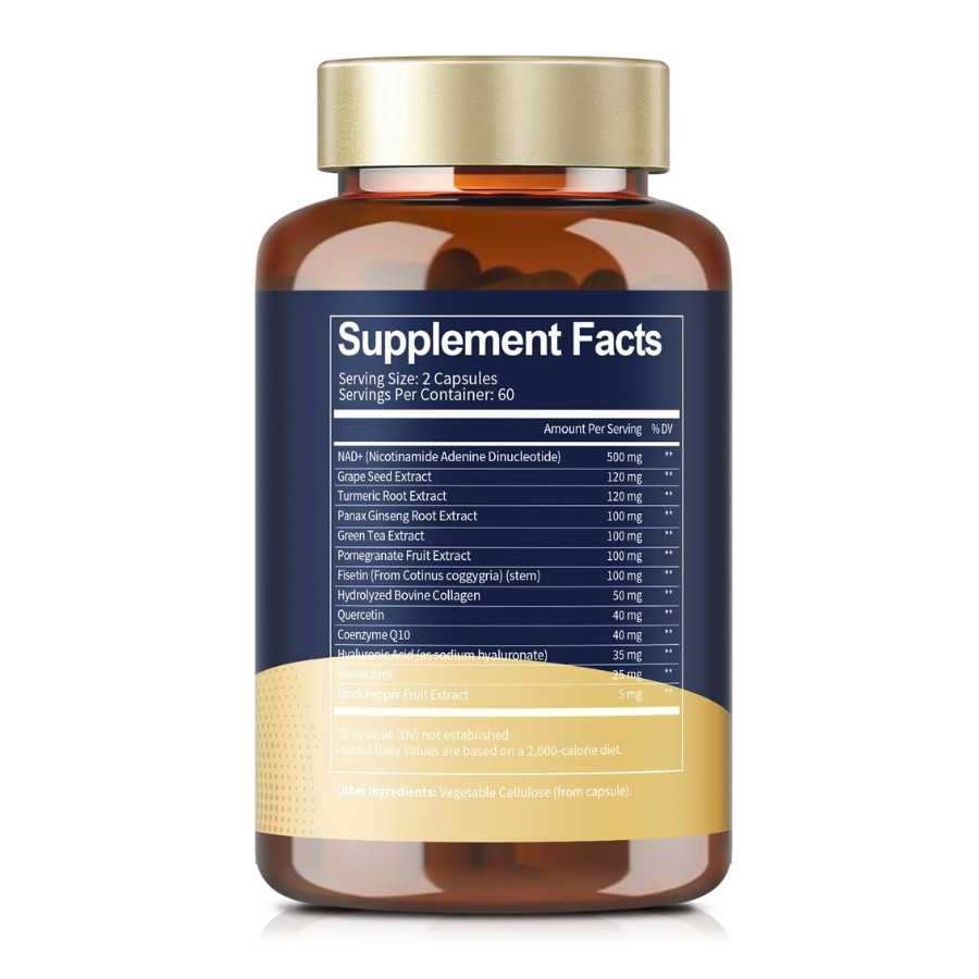 Totaria NAD Supplement for nicotinamide riboside, resveratrol, Quercetin, Betaine Boost 120 Capsules