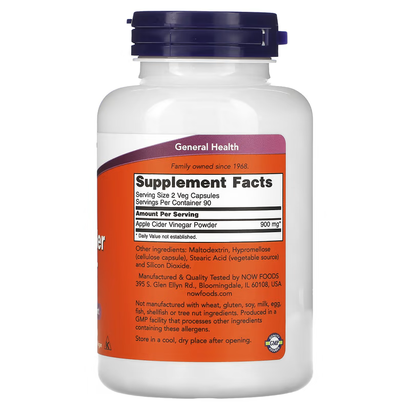 NOW Foods, Apple Cider Vinegar 450 mg, 180 Veg Caps