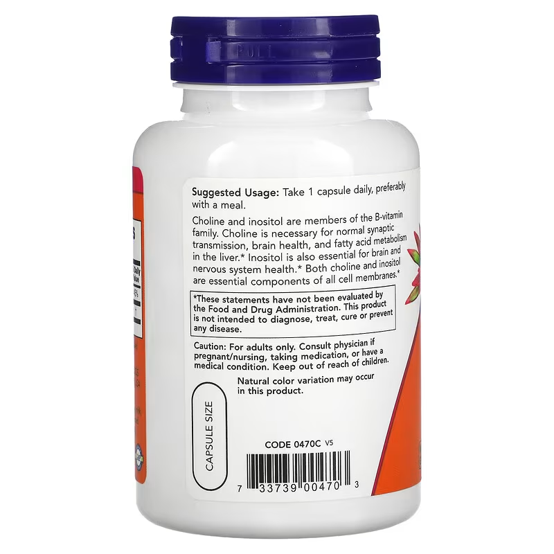 NOW Foods Choline & Inositol, 100 Veg Cap