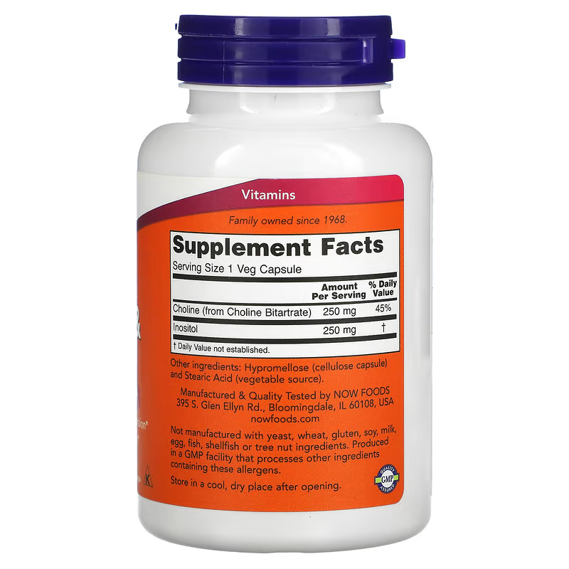 NOW Foods Choline & Inositol, 100 Veg Cap