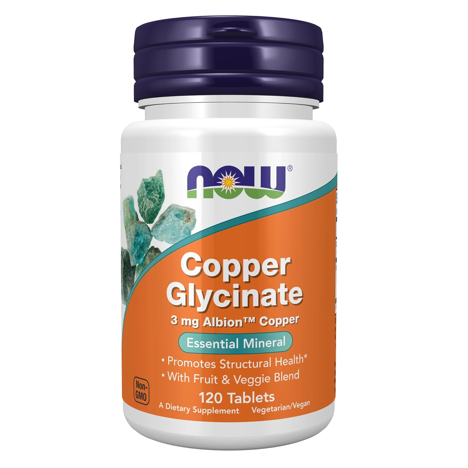NOW Foods Copper Glycinate Supplement, 120 Tablets