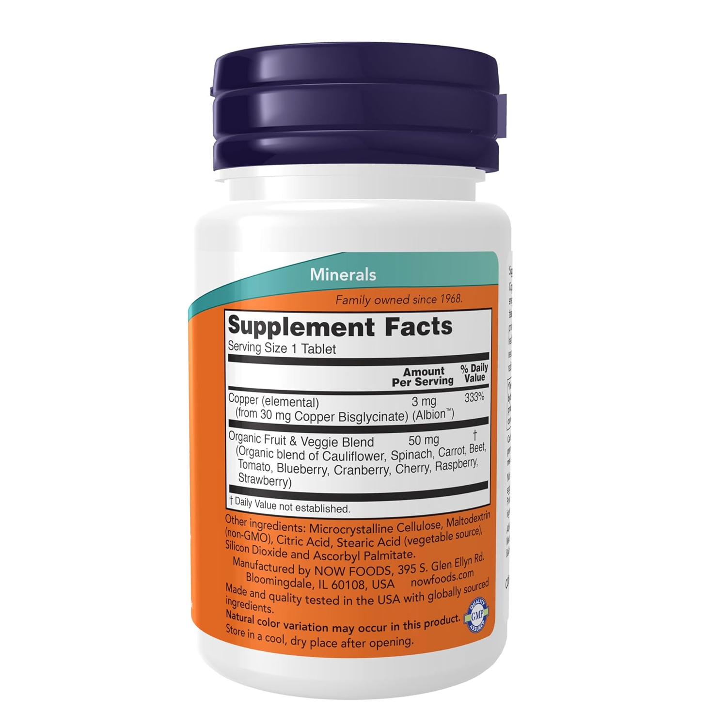 NOW Foods Copper Glycinate Supplement, 120 Tablets