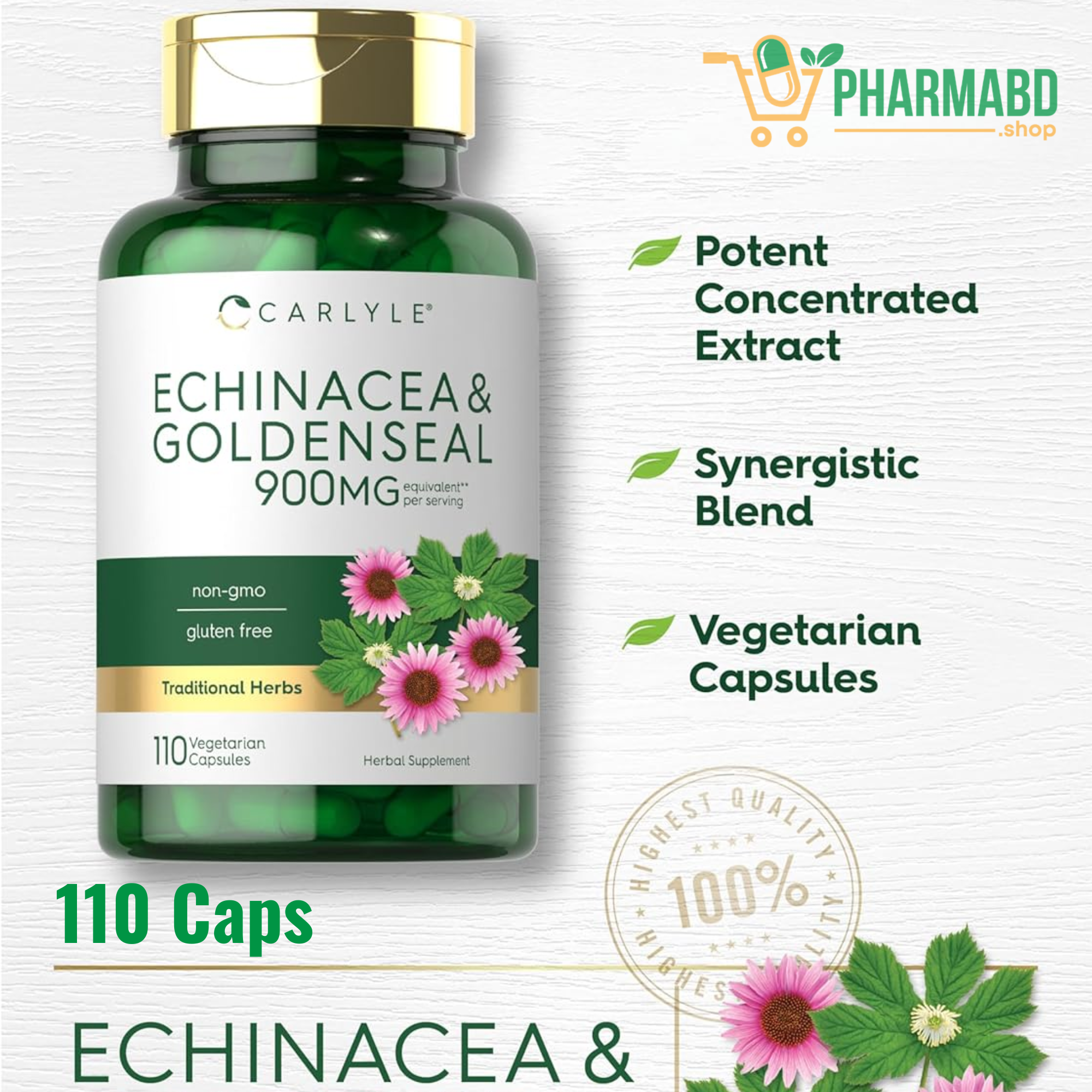 Carlyle Echinacea Goldenseal Supplement, 110 Capsules