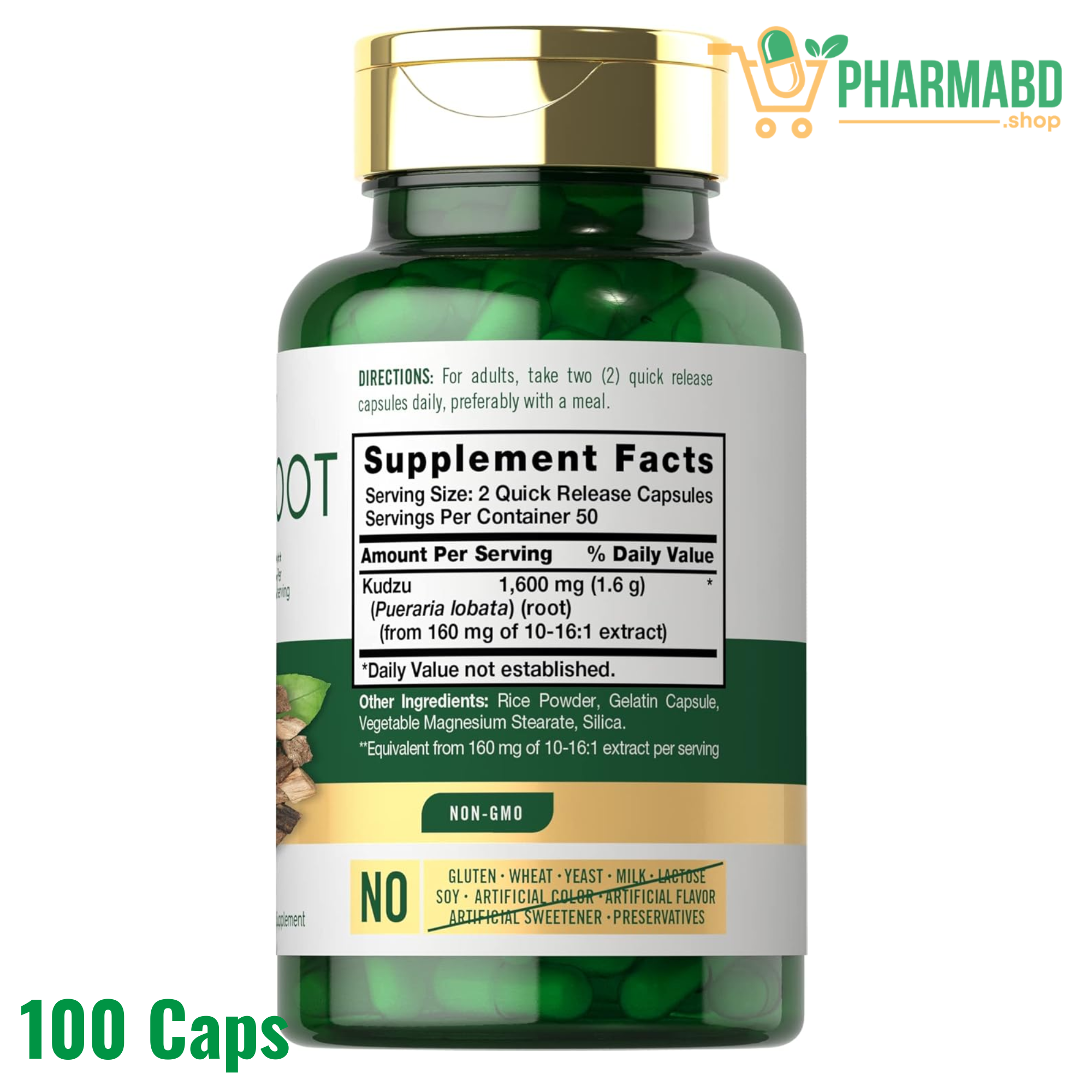 Carlyle Kudzu Root Extract Supplement, 100 Capsules