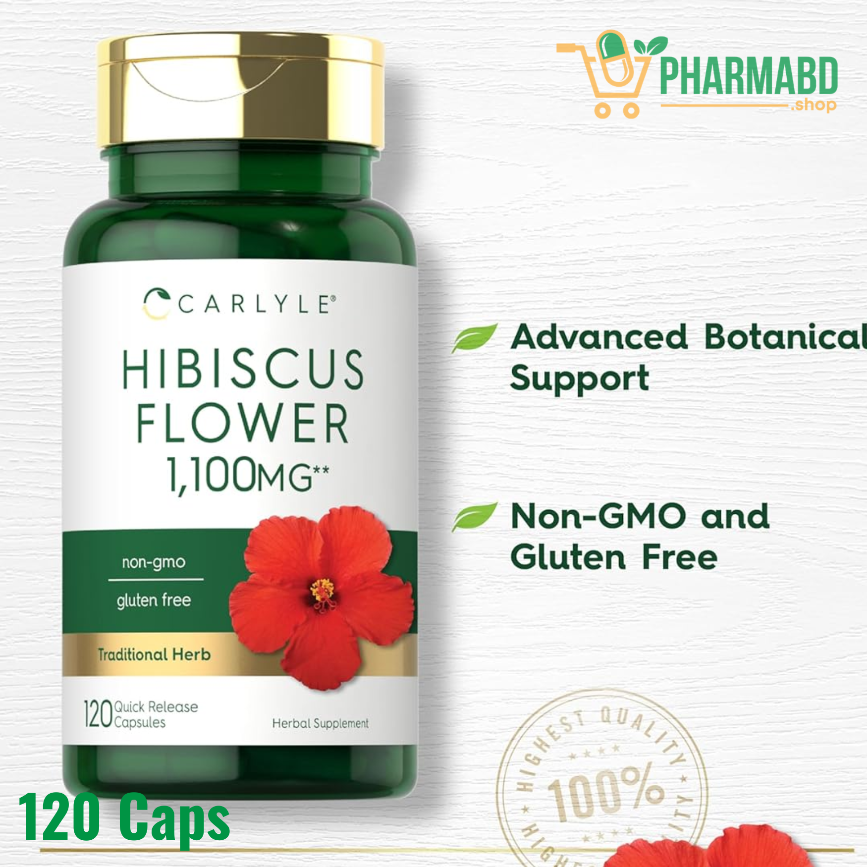 Carlyle Hibiscus Flower Supplement, 120 Capsules