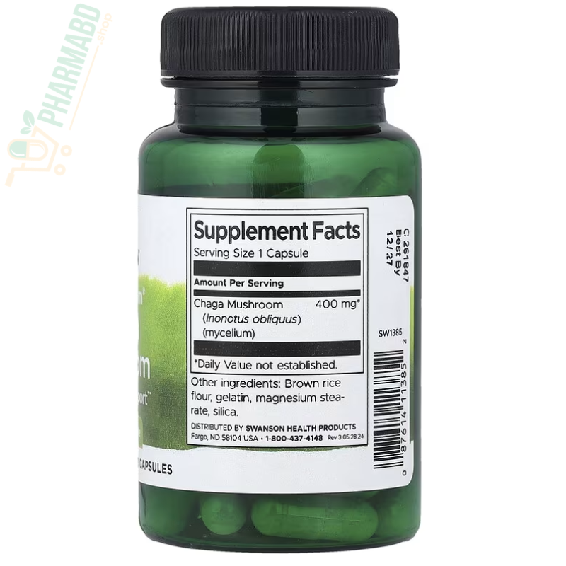 Swanson Chaga Mushroom, 400 mg, 60 Capsules