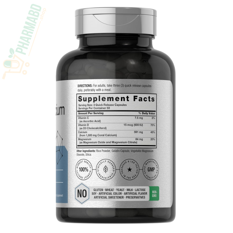 Horbäach Coral Calcium + Magnesium 1500 mg, 150 Capsules