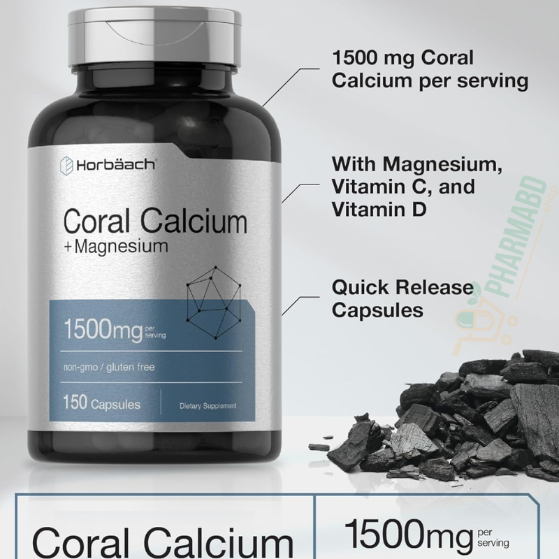 Horbäach Coral Calcium + Magnesium 1500 mg, 150 Capsules