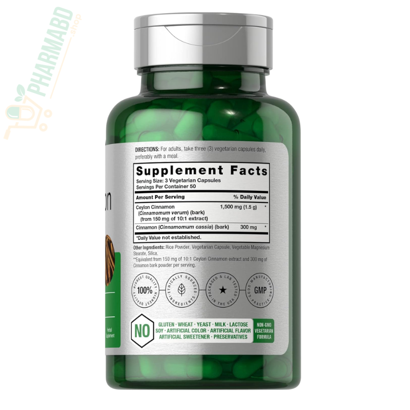 Horbäach Ceylon Cinnamon Supplement, 1800 mg, 150 Capsules