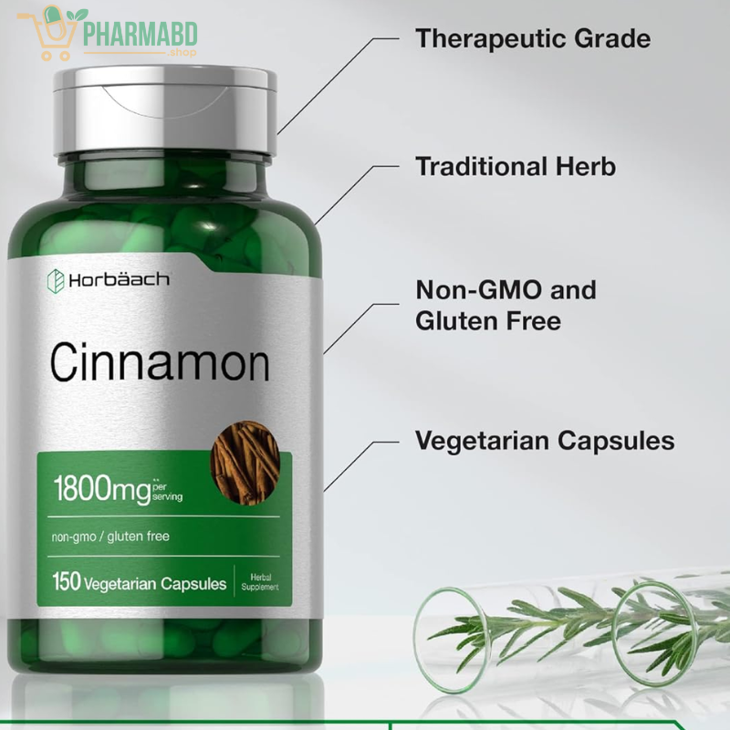 Horbäach Ceylon Cinnamon Supplement, 1800 mg, 150 Capsules