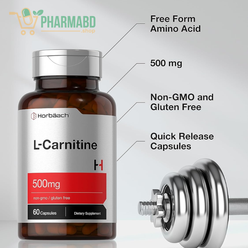 Horbäach L-Carnitine Supplement, 500 mg, 60 Caps