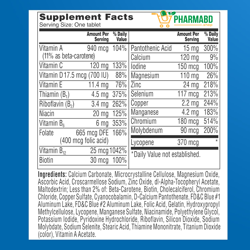 One A Day, Men's 50+ Multivitamin with Vitamins, 100 Tablets