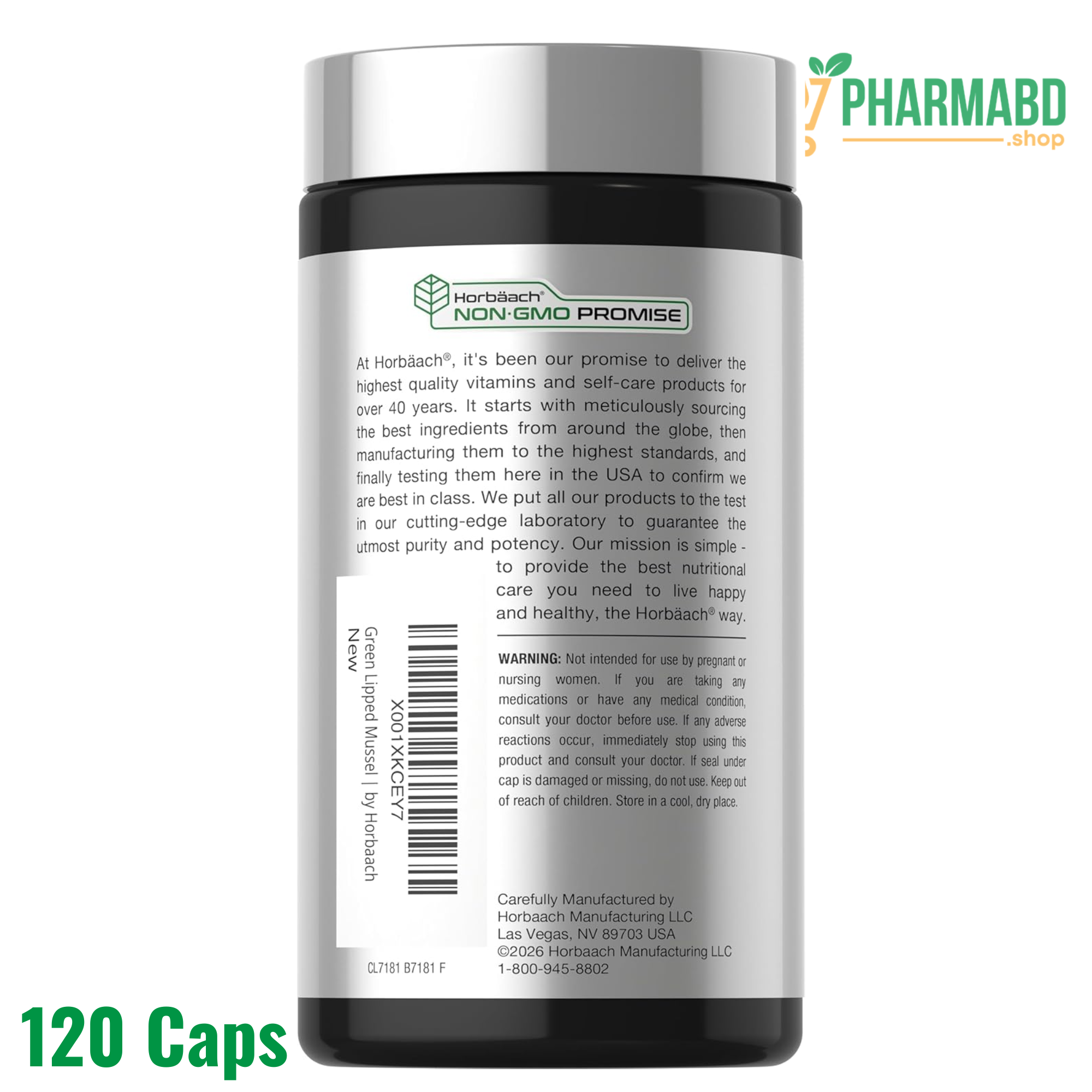 Horbäach Green Lipped Mussel 120 Capsules