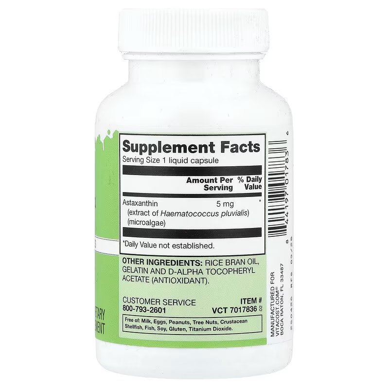 Vitacost, Natural Astaxanthin, 5 mg, 60 Liquid Caps