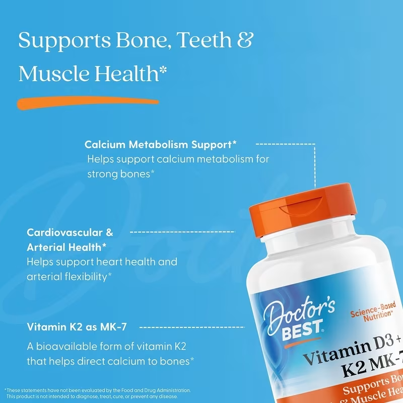 Doctor's Best, Vitamin D3 + K2 MK-7, 180 Softgels