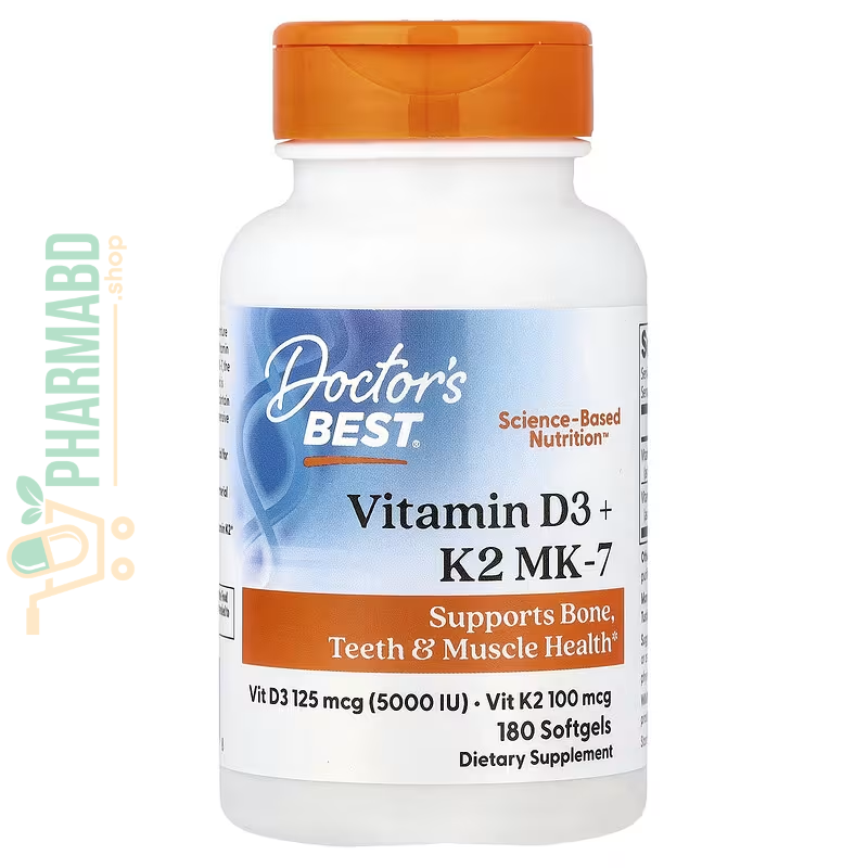 Doctor's Best, Vitamin D3 + K2 MK-7, 180 Softgels
