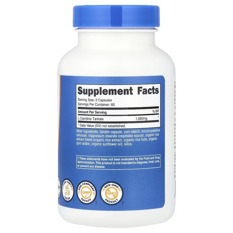 Nutricost, L-Carnitine Tartrate, 120 Capsules
