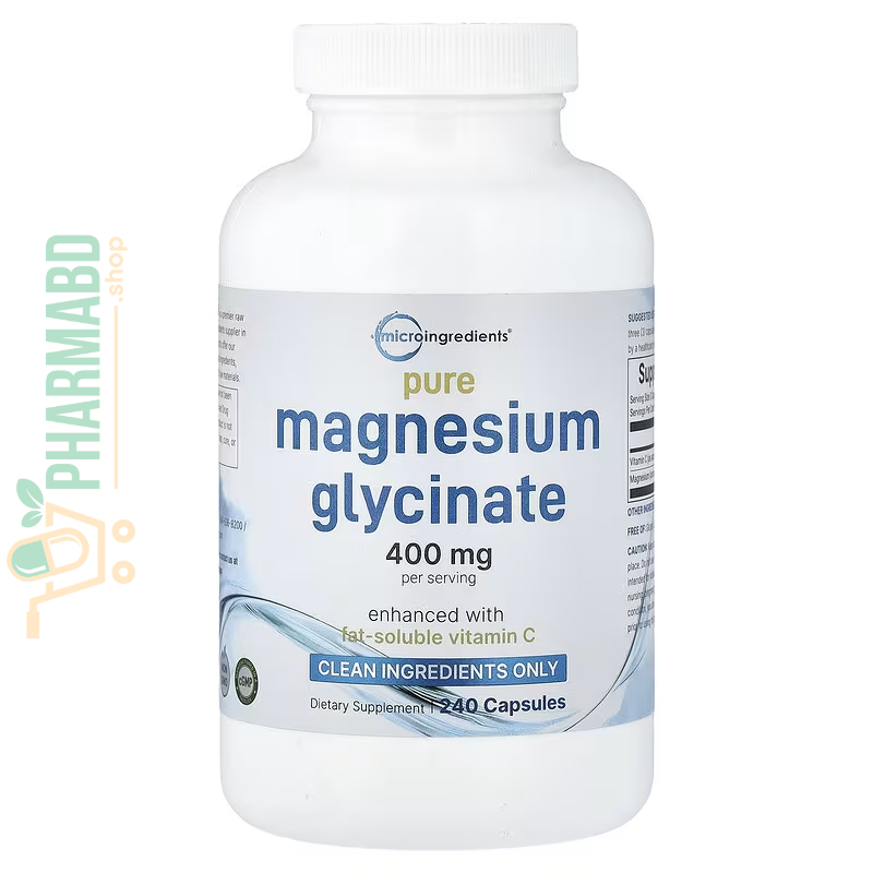 Micro Ingredients, Pure Magnesium Glycinate 400 mg, 240 Capsules