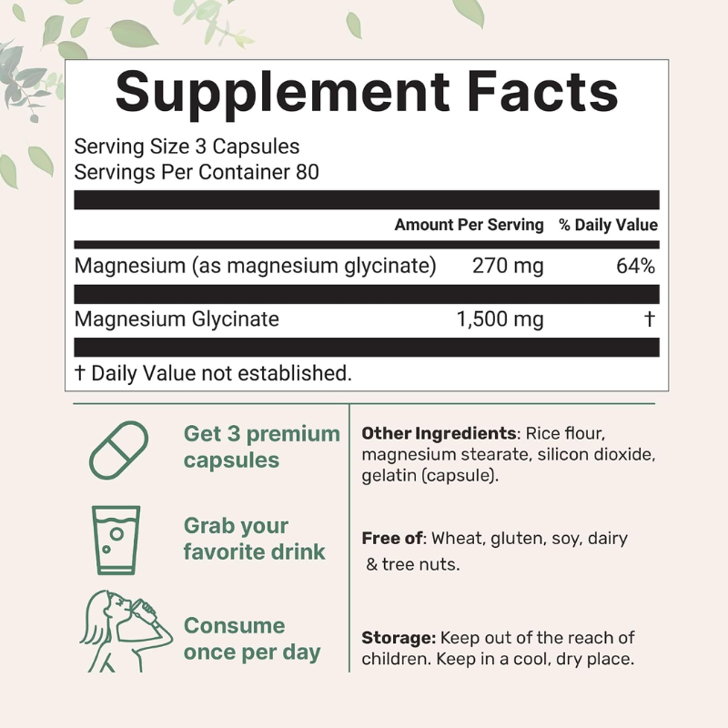 Micro Ingredients, Triple Strength Magnesium Glycinate 1500 mg, 240 Capsules