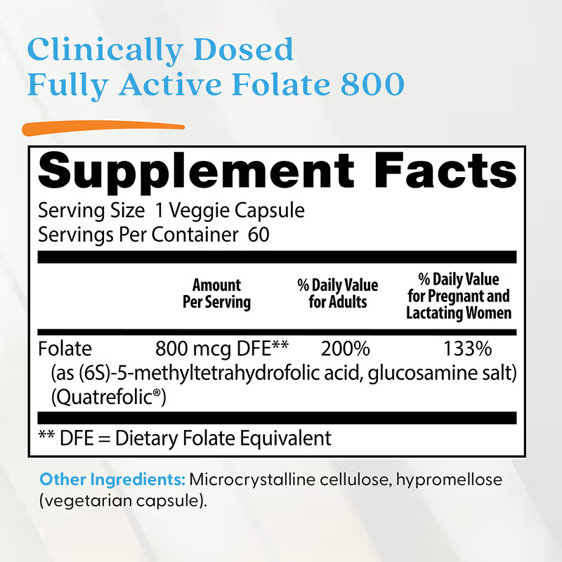 Doctor's Best, Fully Active Folate 800, 800 mcg, 60 Veggie Caps