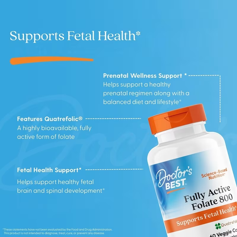 Doctor's Best, Fully Active Folate 800, 800 mcg, 60 Veggie Caps