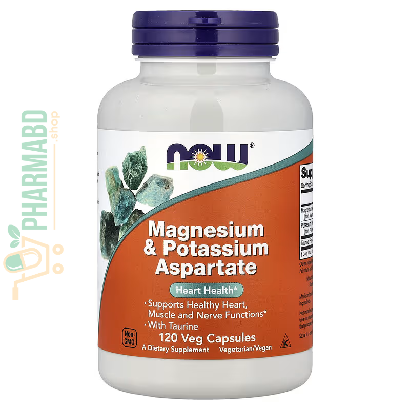 NOW Foods, Magnesium & Potassium Aspartate With Taurine, 120 Veg Caps