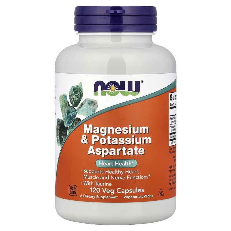 NOW Foods, Magnesium & Potassium Aspartate With Taurine, 120 Veg Caps