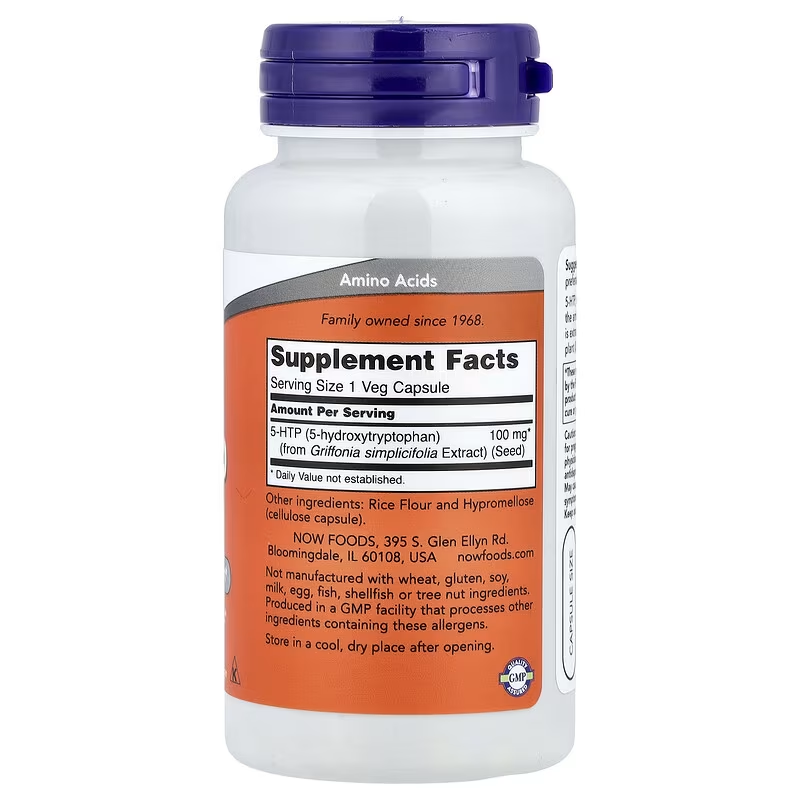 NOW Foods, 5-HTP, 100 mg, 60 Veg Caps