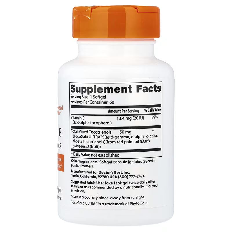 Doctor's Best, Vitamin E Tocotrienols, 60 Softgels