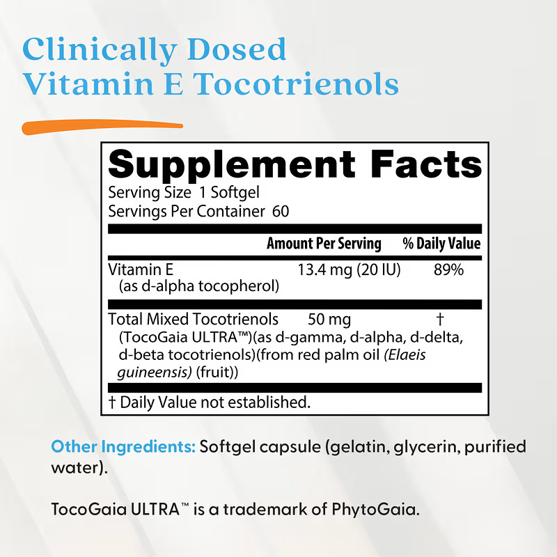 Doctor's Best, Vitamin E Tocotrienols, 60 Softgels