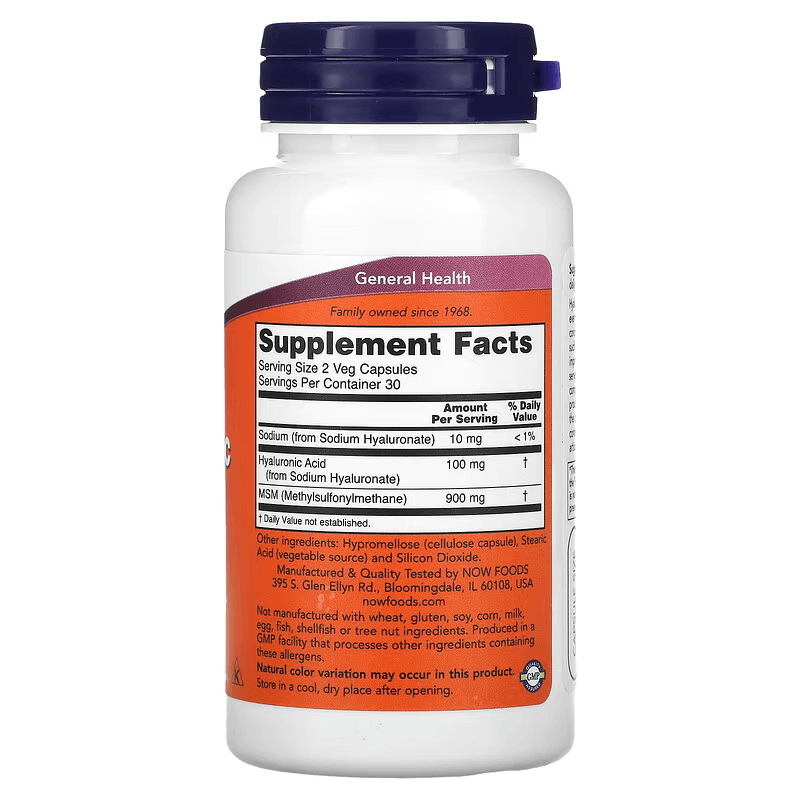 NOW Foods, Hyaluronic Acid 100 mg, Double Strength, 60 Veg Caps