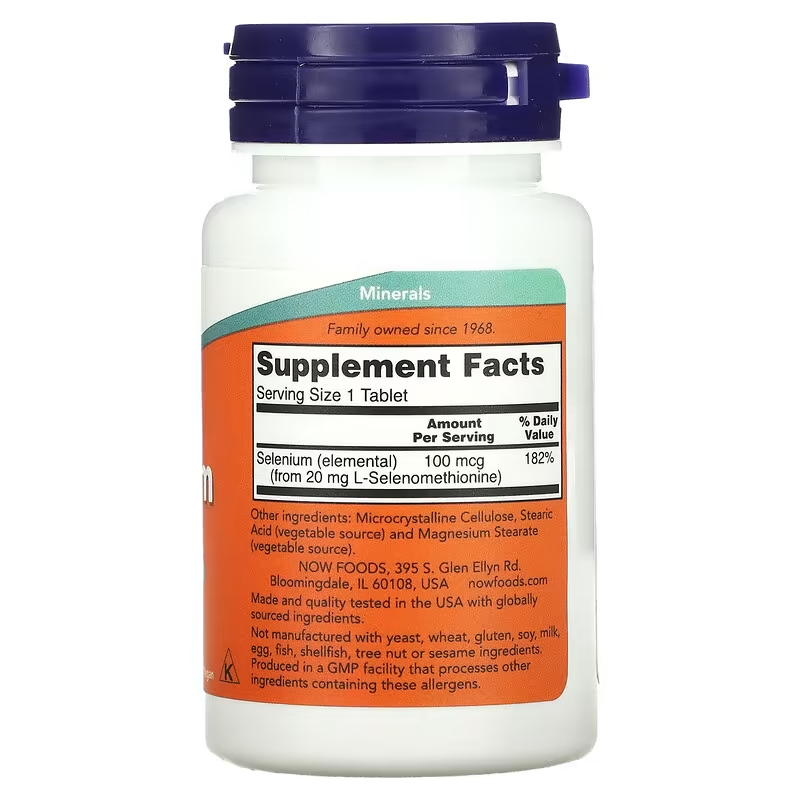 NOW Foods Selenium (L-Selenomethionine) 100 mcg, 100 Tablets