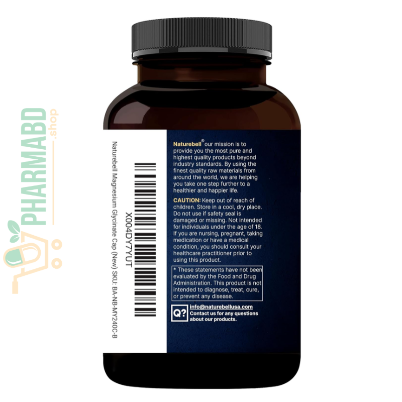 NatureBell Pure Magnesium Glycinate 500mg, 240 Capsules