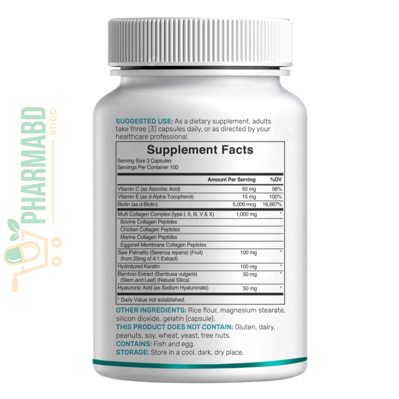 DEAL SUPPLEMENT Multi Collagen for Women & Men with Vitamin C, E & Biotin, 300 Capsules