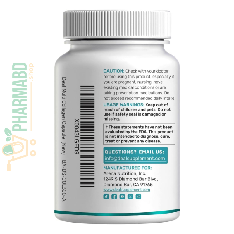 DEAL SUPPLEMENT Multi Collagen for Women & Men with Vitamin C, E & Biotin, 300 Capsules